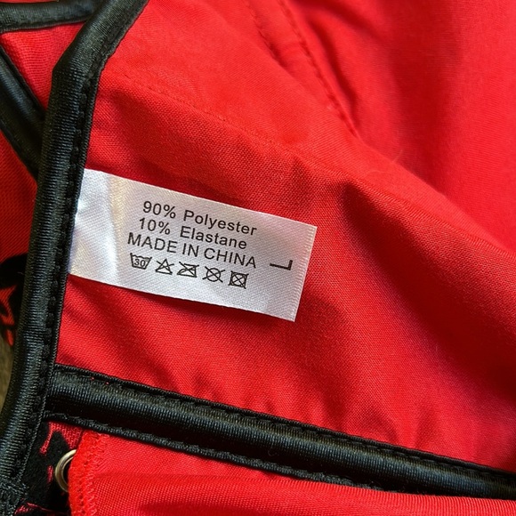 SHEIN Red Black Floral Rose Gothic Patterned Corset Women’s Size Large - Picture 6 of 7